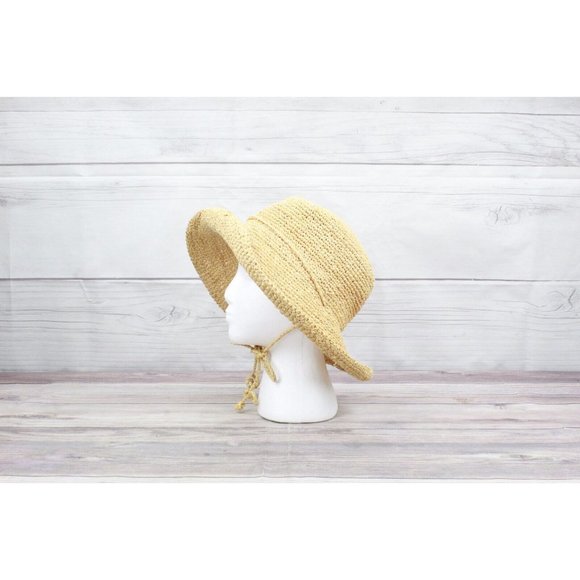 The SCALA Collection Natural Raffia Straw Drawstring Roll Brim Sun Hat Size OS - Picture 7 of 11